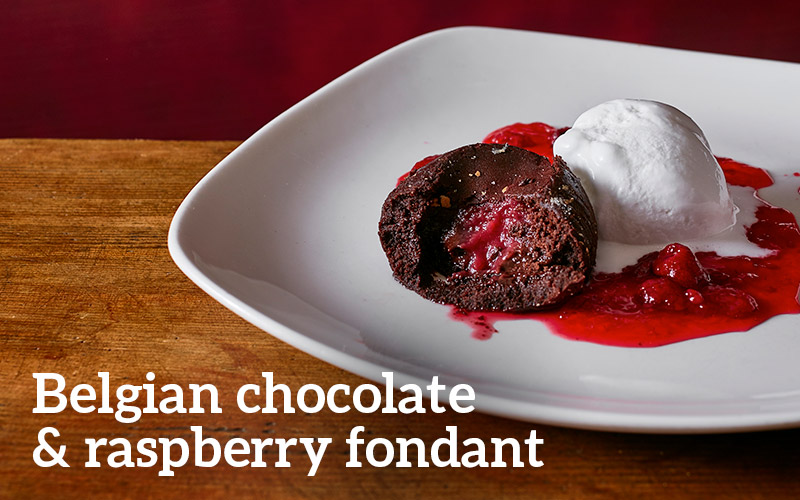 Belgian Chocolate and raspberry fondant