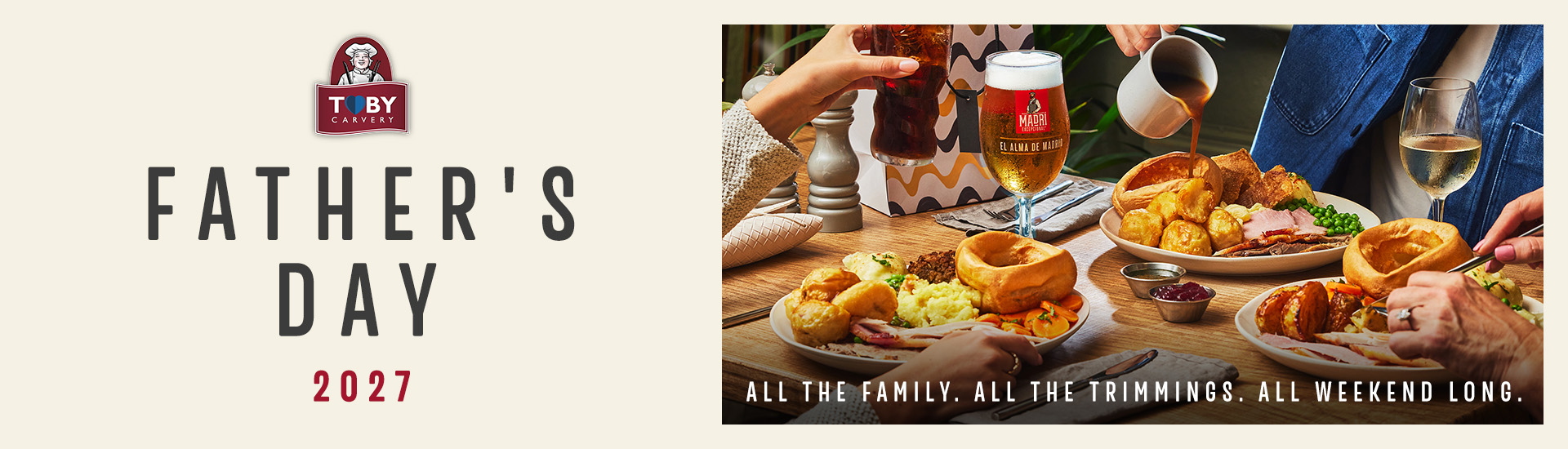 Celebrate Father’s Day 2027 at Toby Carvery Whitchurch